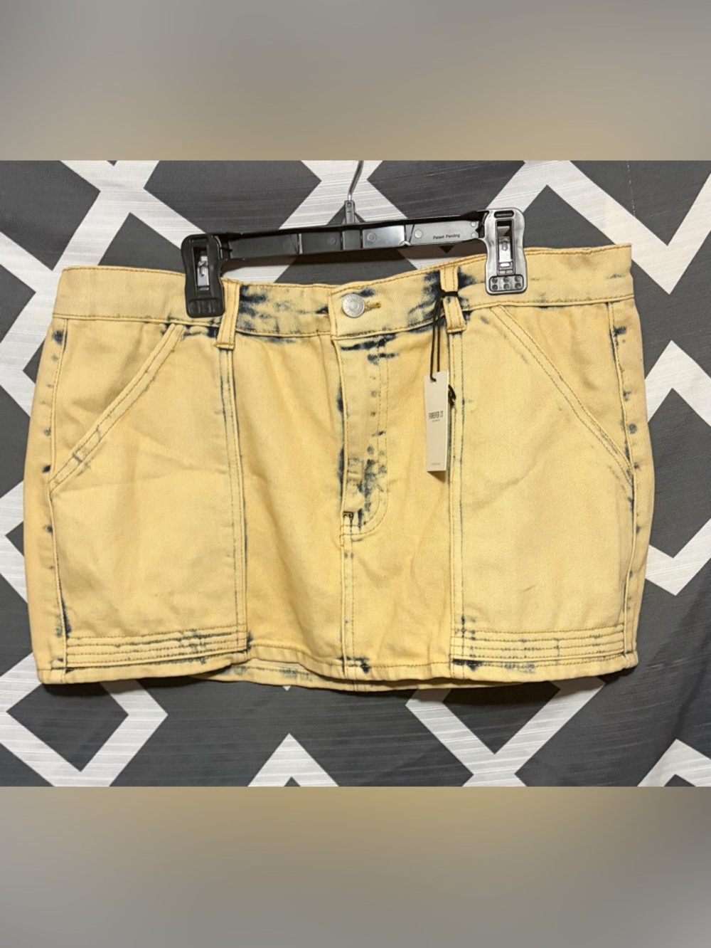 Forever 21 Yellow Acid-Wash Denim Mini Skirt NWT size XL